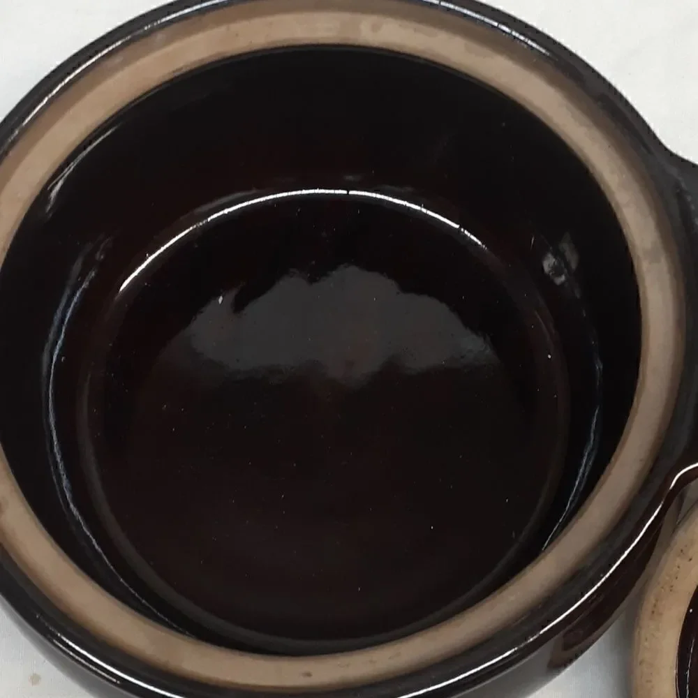 Vintage‎ Monmouth Pottery Bowl Maple Leaf Dip Glaze Stoneware with LID